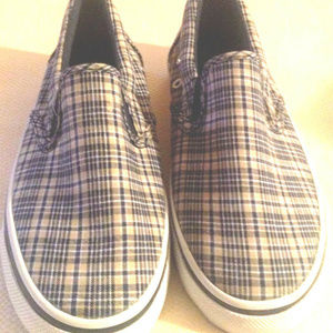 Shoes boys new size 12.5M fabric upper canvas Dexter plaid slip on